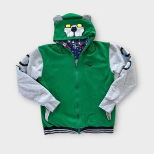 Voltron Green Lion Zip-Up Hoodie Jacket Hooded Sweatshirt Men's sz Large Cosplay
